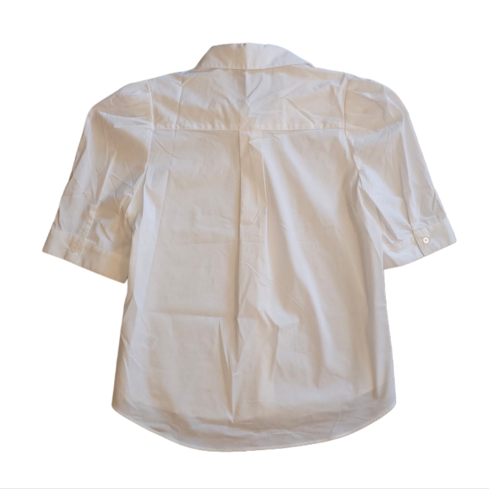 Tahari White Button Up Short Sleeve Shirt Medium - Picture 2 of 6